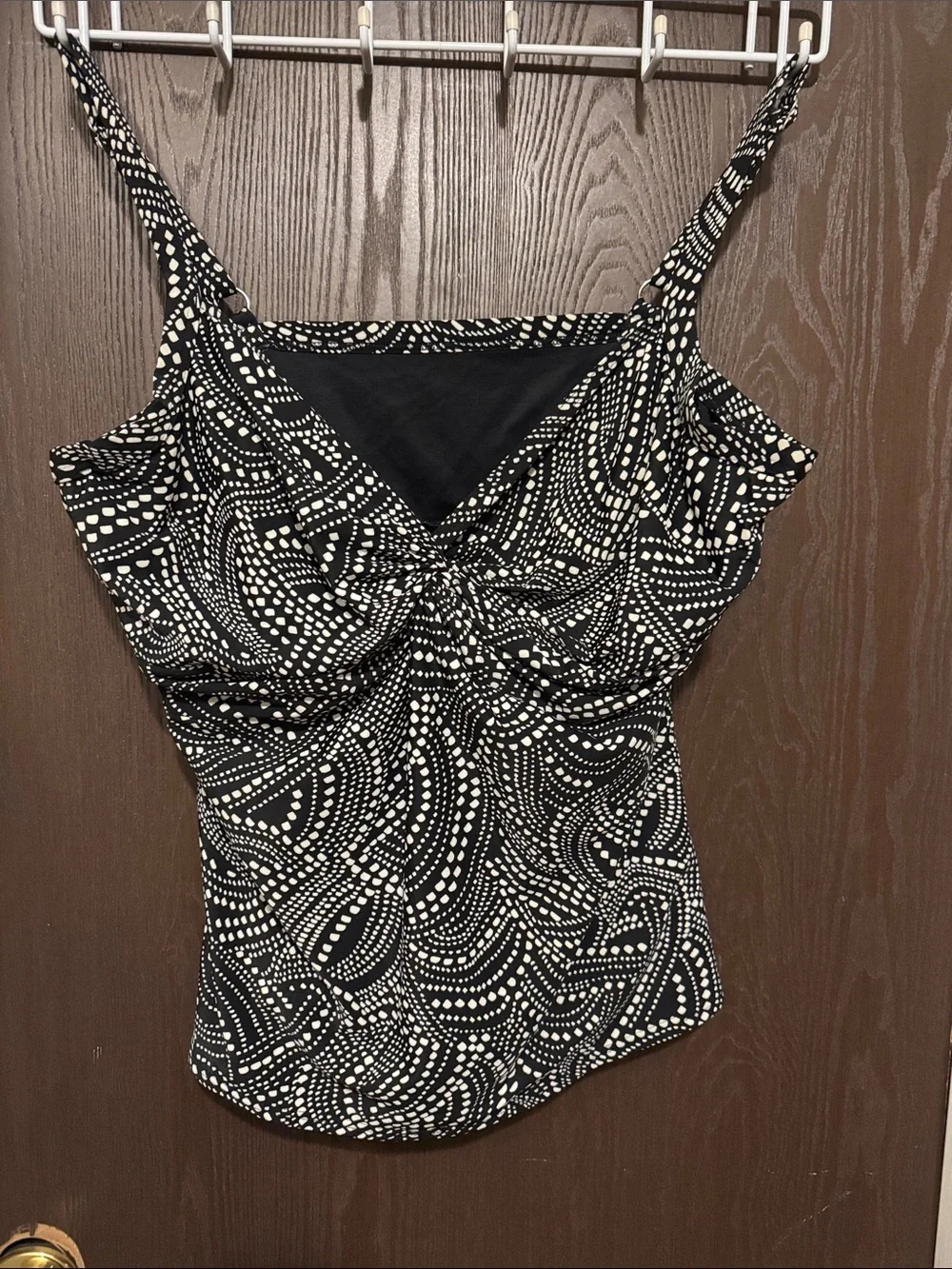 MIRACLESUIT Size 24W Black Polka Dot Underwire Tankini Swimsuit Top EUC
